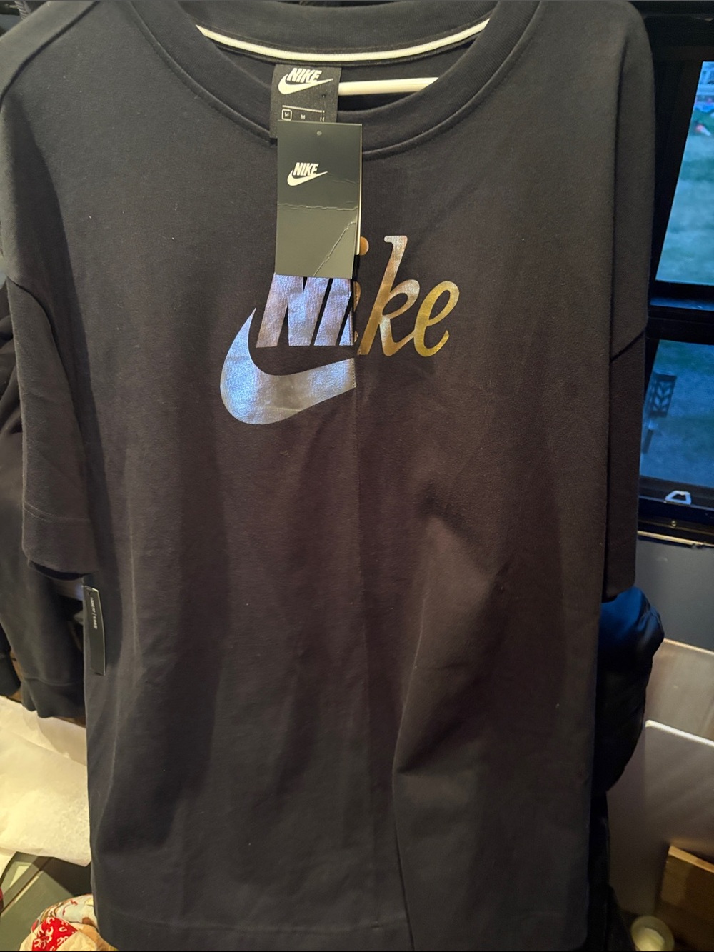 Nike Black Short Sleeve Tee with Iridescent Logo